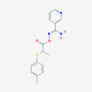 molecular formula C16H17N3O2S B5701073 N'-({2-[(4-methylphenyl)thio]propanoyl}oxy)-3-pyridinecarboximidamide 