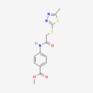 molecular formula C13H13N3O3S2 B5701078 methyl 4-({[(5-methyl-1,3,4-thiadiazol-2-yl)thio]acetyl}amino)benzoate 