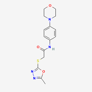 molecular formula C15H18N4O3S B5701197 2-[(5-methyl-1,3,4-oxadiazol-2-yl)thio]-N-[4-(4-morpholinyl)phenyl]acetamide 