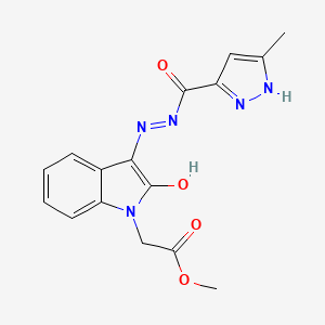 methyl (3-{[(3-methyl-1H-pyrazol-5-yl)carbonyl]hydrazono}-2-oxo-2,3-dihydro-1H-indol-1-yl)acetate