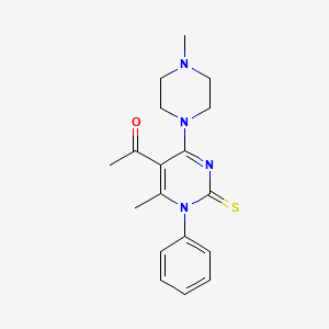 molecular formula C18H22N4OS B5701276 1-[6-methyl-4-(4-methyl-1-piperazinyl)-1-phenyl-2-thioxo-1,2-dihydro-5-pyrimidinyl]ethanone 