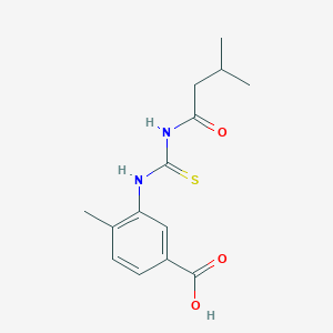 molecular formula C14H18N2O3S B5701298 4-methyl-3-({[(3-methylbutanoyl)amino]carbonothioyl}amino)benzoic acid 