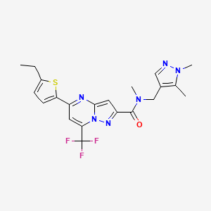 molecular formula C21H21F3N6OS B5701314 N-[(1,5-dimethyl-1H-pyrazol-4-yl)methyl]-5-(5-ethyl-2-thienyl)-N-methyl-7-(trifluoromethyl)pyrazolo[1,5-a]pyrimidine-2-carboxamide 