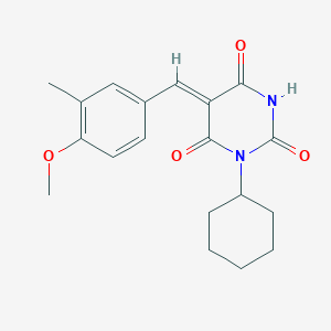 molecular formula C19H22N2O4 B5701339 1-cyclohexyl-5-(4-methoxy-3-methylbenzylidene)-2,4,6(1H,3H,5H)-pyrimidinetrione 