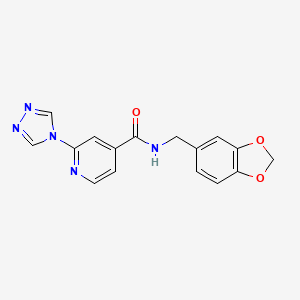 molecular formula C16H13N5O3 B5701354 N-(1,3-benzodioxol-5-ylmethyl)-2-(4H-1,2,4-triazol-4-yl)isonicotinamide 