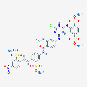 B570136 2-[4-[3-Acetylamino-4-[4-(4-nitro-2-sulfostyryl)-3-sulfophenylazo]anilino]-6-chloro-1,3,5-triazin-2-ylamino]-1,4-benzenedisulfonic acid tetrasodium salt CAS No. 117584-14-2
