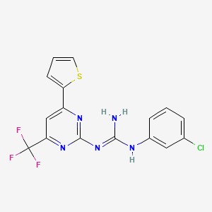 molecular formula C16H11ClF3N5S B5701369 N-(3-chlorophenyl)-N'-[4-(2-thienyl)-6-(trifluoromethyl)-2-pyrimidinyl]guanidine 