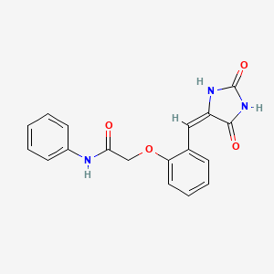 molecular formula C18H15N3O4 B5701637 2-{2-[(2,5-dioxo-4-imidazolidinylidene)methyl]phenoxy}-N-phenylacetamide 