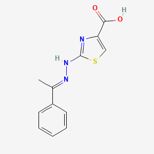2-[2-(1-phenylethylidene)hydrazino]-1,3-thiazole-4-carboxylic acid
