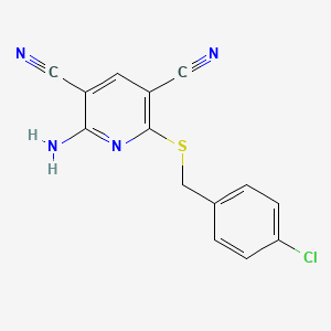 molecular formula C14H9ClN4S B5701749 2-amino-6-[(4-chlorobenzyl)thio]-3,5-pyridinedicarbonitrile 