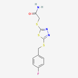 molecular formula C11H10FN3OS3 B5701801 2-({5-[(4-fluorobenzyl)thio]-1,3,4-thiadiazol-2-yl}thio)acetamide CAS No. 477329-72-9