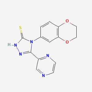 4-(2,3-dihydro-1,4-benzodioxin-6-yl)-5-(2-pyrazinyl)-4H-1,2,4-triazole-3-thiol