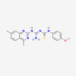 molecular formula C19H20N6OS B5701815 N-{amino[(4,7-dimethyl-2-quinazolinyl)amino]methylene}-N'-(4-methoxyphenyl)thiourea 