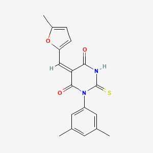 molecular formula C18H16N2O3S B5701961 1-(3,5-dimethylphenyl)-5-[(5-methyl-2-furyl)methylene]-2-thioxodihydro-4,6(1H,5H)-pyrimidinedione 