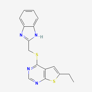 molecular formula C16H14N4S2 B5702250 4-[(1H-benzimidazol-2-ylmethyl)thio]-6-ethylthieno[2,3-d]pyrimidine 