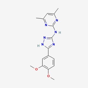 molecular formula C16H18N6O2 B5702491 N-[5-(3,4-dimethoxyphenyl)-1H-1,2,4-triazol-3-yl]-4,6-dimethyl-2-pyrimidinamine 