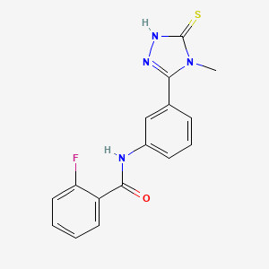 molecular formula C16H13FN4OS B5702579 2-fluoro-N-[3-(4-methyl-5-thioxo-4,5-dihydro-1H-1,2,4-triazol-3-yl)phenyl]benzamide 