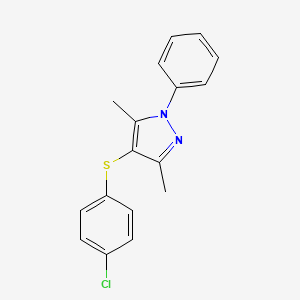 molecular formula C17H15ClN2S B5702596 4-[(4-chlorophenyl)thio]-3,5-dimethyl-1-phenyl-1H-pyrazole 