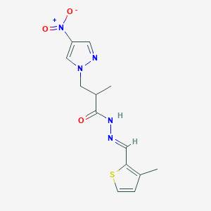 molecular formula C13H15N5O3S B5702603 2-methyl-N'-[(3-methyl-2-thienyl)methylene]-3-(4-nitro-1H-pyrazol-1-yl)propanohydrazide 