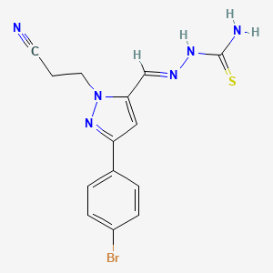 molecular formula C14H13BrN6S B5702713 3-[5-[2-(aminocarbonothioyl)carbonohydrazonoyl]-3-(4-bromophenyl)-1H-pyrazol-1-yl]propanenitrile 