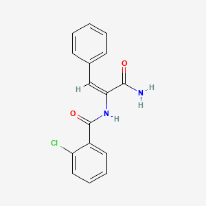 molecular formula C16H13ClN2O2 B5702759 N-[1-(aminocarbonyl)-2-phenylvinyl]-2-chlorobenzamide 