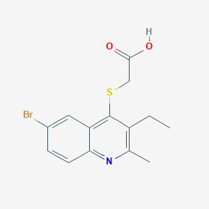 molecular formula C14H14BrNO2S B5702778 [(6-bromo-3-ethyl-2-methyl-4-quinolinyl)thio]acetic acid 