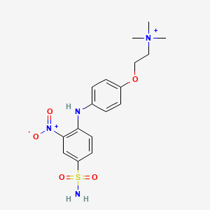 molecular formula C17H23N4O5S+ B570291 Ethanaminium,2-[4-[[4-(aminosulfonyl)-2-nitrophenyl]amino]phenoxy]-n,n,n-trimethyl- CAS No. 114281-88-8