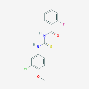 molecular formula C15H12ClFN2O2S B5702933 N-{[(3-chloro-4-methoxyphenyl)amino]carbonothioyl}-2-fluorobenzamide 
