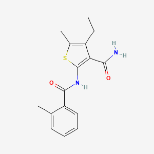 molecular formula C16H18N2O2S B5702949 4-ethyl-5-methyl-2-[(2-methylbenzoyl)amino]-3-thiophenecarboxamide 
