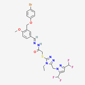 molecular formula C27H26BrF4N7O3S B5703239 2-[(5-{[3,5-bis(difluoromethyl)-1H-pyrazol-1-yl]methyl}-4-ethyl-4H-1,2,4-triazol-3-yl)thio]-N'-{3-[(4-bromophenoxy)methyl]-4-methoxybenzylidene}acetohydrazide 
