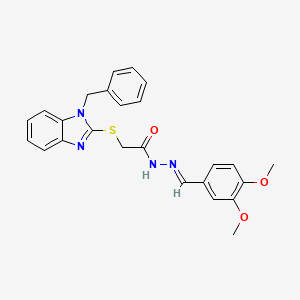 molecular formula C25H24N4O3S B5703307 2-[(1-benzyl-1H-benzimidazol-2-yl)thio]-N'-(3,4-dimethoxybenzylidene)acetohydrazide 