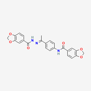 molecular formula C24H19N3O6 B5703345 N-{4-[N-(1,3-benzodioxol-5-ylcarbonyl)ethanehydrazonoyl]phenyl}-1,3-benzodioxole-5-carboxamide 