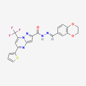 molecular formula C21H14F3N5O3S B5703368 N'-(2,3-dihydro-1,4-benzodioxin-6-ylmethylene)-5-(2-thienyl)-7-(trifluoromethyl)pyrazolo[1,5-a]pyrimidine-2-carbohydrazide 