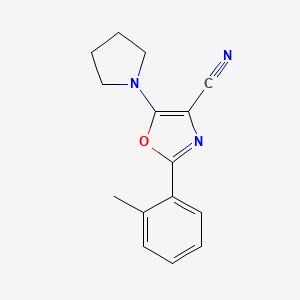 molecular formula C15H15N3O B5703374 2-(2-methylphenyl)-5-(1-pyrrolidinyl)-1,3-oxazole-4-carbonitrile 