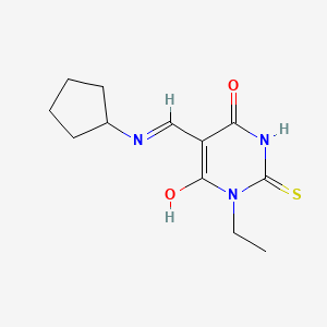 molecular formula C12H17N3O2S B5703421 5-[(cyclopentylamino)methylene]-1-ethyl-2-thioxodihydro-4,6(1H,5H)-pyrimidinedione 