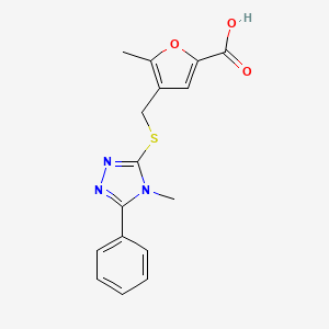 molecular formula C16H15N3O3S B5703789 5-methyl-4-{[(4-methyl-5-phenyl-4H-1,2,4-triazol-3-yl)thio]methyl}-2-furoic acid 