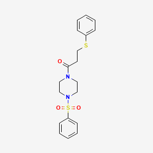 molecular formula C19H22N2O3S2 B5703826 1-(phenylsulfonyl)-4-[3-(phenylthio)propanoyl]piperazine 