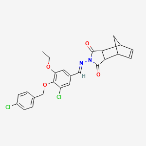 molecular formula C25H22Cl2N2O4 B5703924 4-({3-chloro-4-[(4-chlorobenzyl)oxy]-5-ethoxybenzylidene}amino)-4-azatricyclo[5.2.1.0~2,6~]dec-8-ene-3,5-dione 
