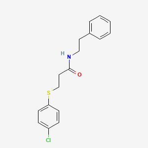 molecular formula C17H18ClNOS B5703981 3-[(4-chlorophenyl)thio]-N-(2-phenylethyl)propanamide 