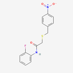 molecular formula C15H13FN2O3S B5704016 N-(2-fluorophenyl)-2-[(4-nitrobenzyl)thio]acetamide 