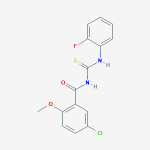 molecular formula C15H12ClFN2O2S B5704072 5-chloro-N-{[(2-fluorophenyl)amino]carbonothioyl}-2-methoxybenzamide 