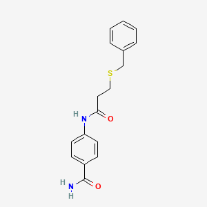 molecular formula C17H18N2O2S B5704095 4-{[3-(benzylthio)propanoyl]amino}benzamide 