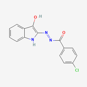 molecular formula C15H10ClN3O2 B5704097 4-chloro-N'-(3-oxo-1,3-dihydro-2H-indol-2-ylidene)benzohydrazide 