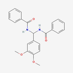 molecular formula C23H22N2O4 B5704100 N,N'-[(3,4-dimethoxyphenyl)methylene]dibenzamide CAS No. 303061-76-9