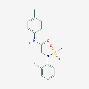 molecular formula C16H17FN2O3S B5704433 N~2~-(2-fluorophenyl)-N~1~-(4-methylphenyl)-N~2~-(methylsulfonyl)glycinamide 