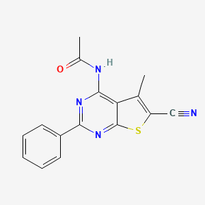 N-(6-cyano-5-methyl-2-phenylthieno[2,3-d]pyrimidin-4-yl)acetamide