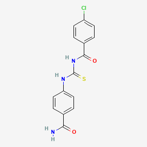 molecular formula C15H12ClN3O2S B5704661 N-({[4-(aminocarbonyl)phenyl]amino}carbonothioyl)-4-chlorobenzamide 