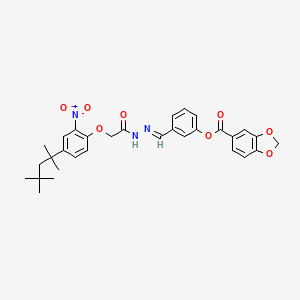 molecular formula C31H33N3O8 B5704686 3-(2-{[2-nitro-4-(1,1,3,3-tetramethylbutyl)phenoxy]acetyl}carbonohydrazonoyl)phenyl 1,3-benzodioxole-5-carboxylate 