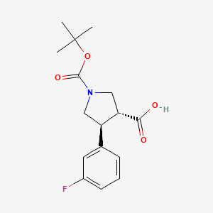 molecular formula C16H20FNO4 B570492 反式-1-(叔丁氧羰基)-4-(3-氟苯基)吡咯烷-3-羧酸 CAS No. 301226-53-9