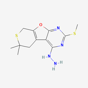 4-hydrazino-6,6-dimethyl-2-(methylthio)-5,8-dihydro-6H-thiopyrano[4',3':4,5]furo[2,3-d]pyrimidine